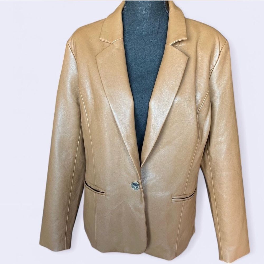 Marc New York (Andrew Mark) Classic Tan Vegan Leather Blazer Size L